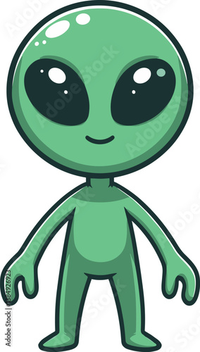 シンプルな緑色の宇宙人のイラスト
