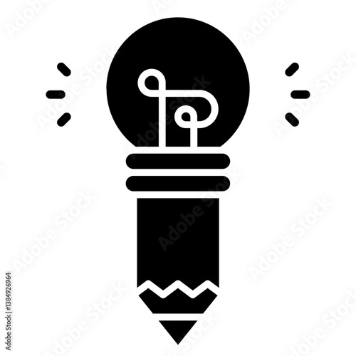 Pencil Lightbulb Creative Idea Icon