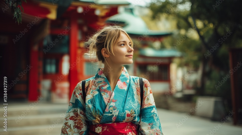 着物を着た女性が朱塗りの神社を訪れるリアルな旅風景 外国人観光客の和文化体験を捉えた高精細写真素材 日本の伝統を伝えるポートレート 着物を着た女性が朱塗りの神社を訪れるリアルな旅風景 外国人観光客の和文化体験を捉えた高精細写真素材 日本の伝統を伝えるポートレート