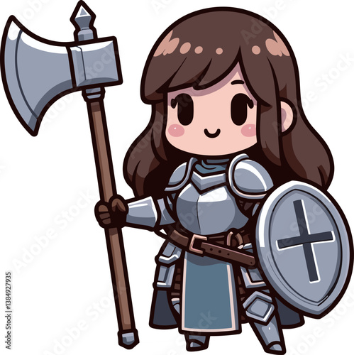 斧を持った女戦士のイラスト
