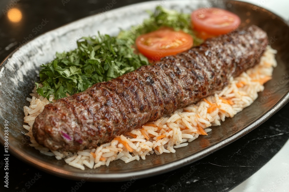 A colorful and enticing plate of traditional Middle Eastern cuisine, embodying a rich culinary theme A colorful and enticing plate of traditional Middle Eastern cuisine, embodying a rich culinary theme