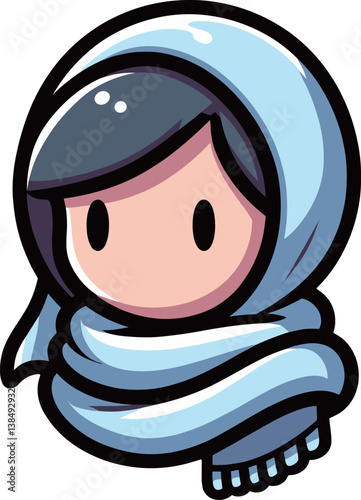 スカーフを巻いた女性のイラスト
