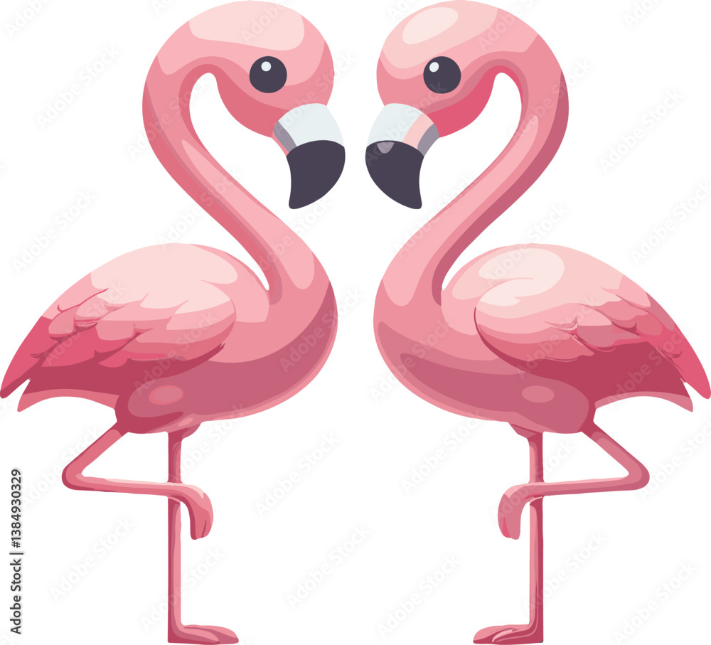 Fototapeta premium シンプルな2匹のフラミンゴのイラスト 