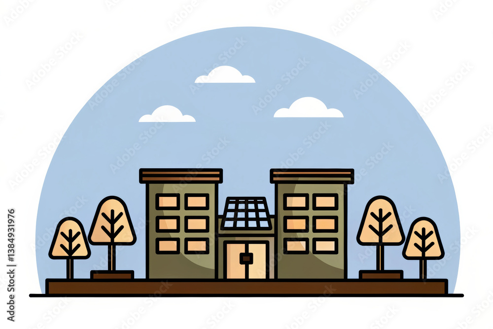 Obraz premium Sustainability Sustainable architecture promotes eco friendly designs with green spaces and energy efficient features