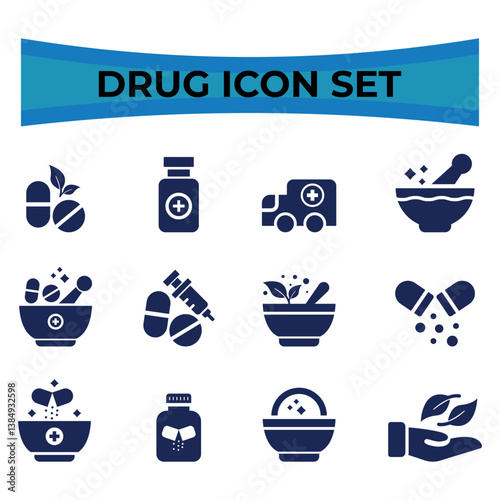 set of medicine and health. Icon set  fill  style isolated on white background. Healthcare and Medical Line Icons. Editable Stroke Vector Icons 