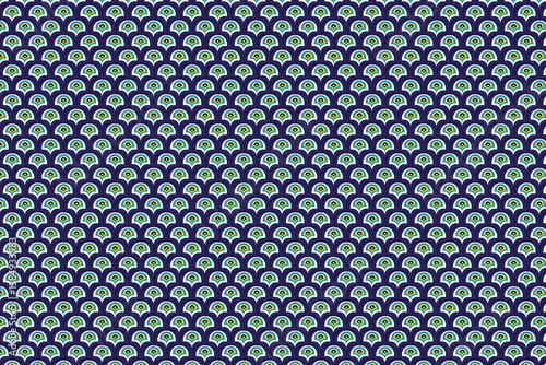 Mermaid fish scale wave japanese seamless pattern.  Paper cut style, 3d effect. Print for textile, wallpaper.