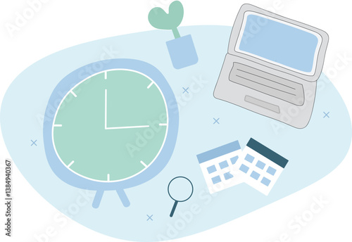Clock and writing Part Time Job, employee, job concept, vector illustration job, infographic	
