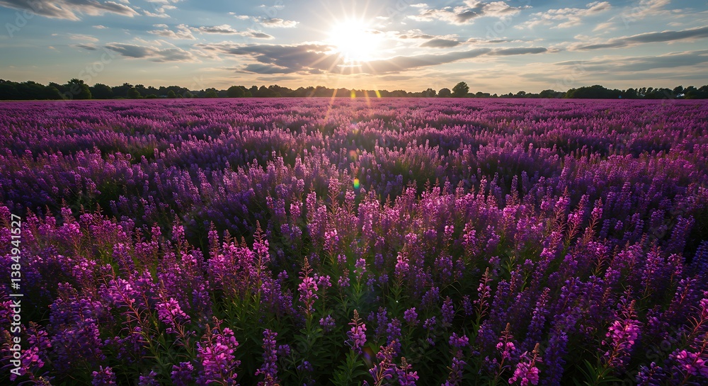 Naklejka premium Sunset's Purple Embrace AI Generated