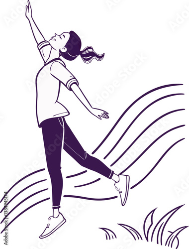 Graceful Sketch of Young Girl Performing Ballet Dance