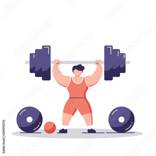 Strong man lifting weights in a gym  