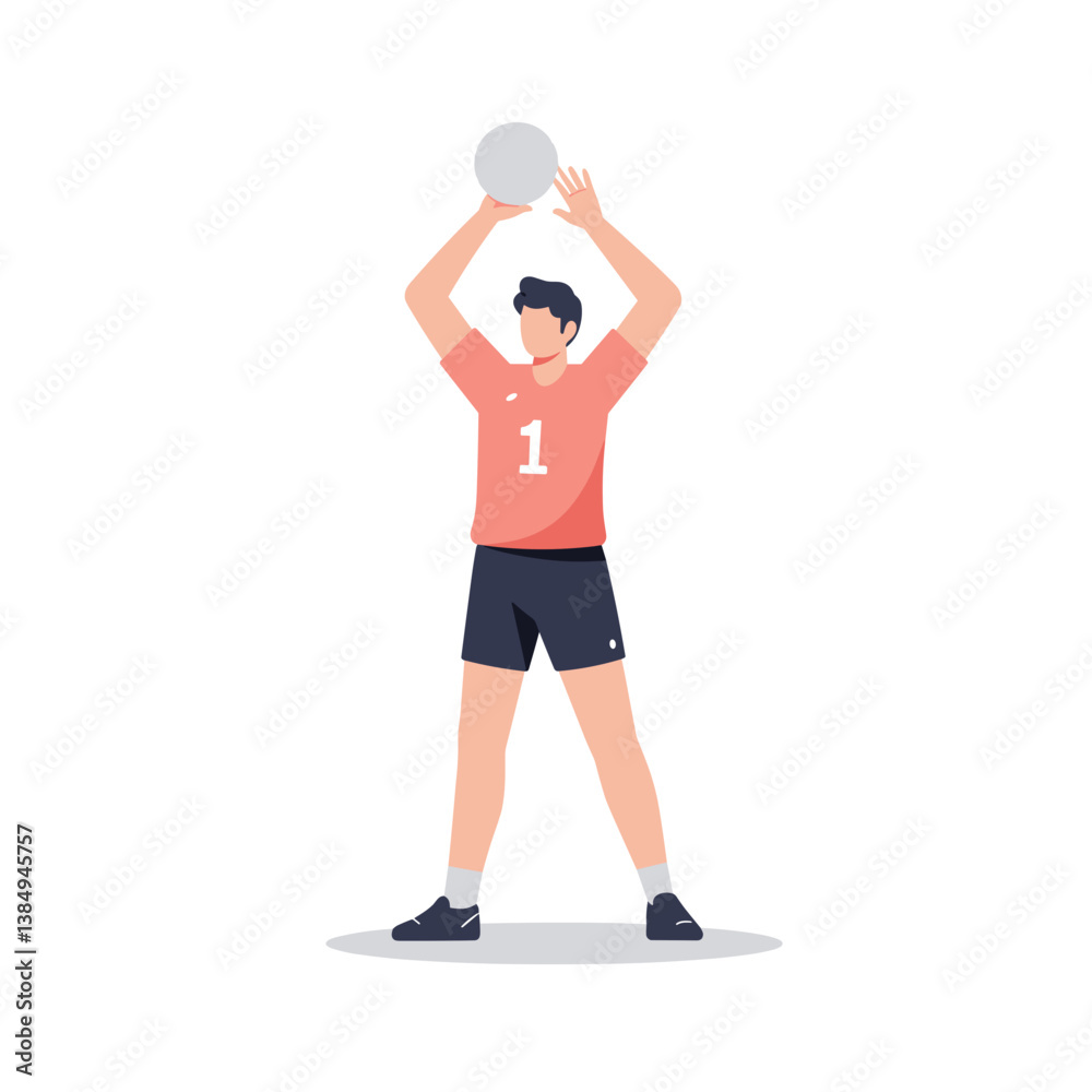 Male volleyball player preparing to serve against a plain background Male volleyball player preparing to serve against a plain background