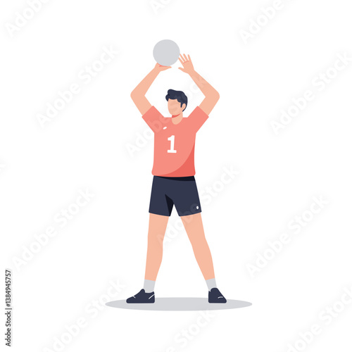 Male volleyball player preparing to serve against a plain background  