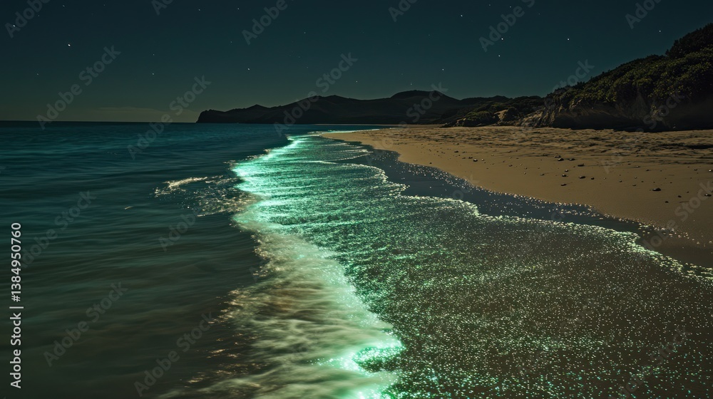 Fototapeta premium Night Glow on Coastal Beach