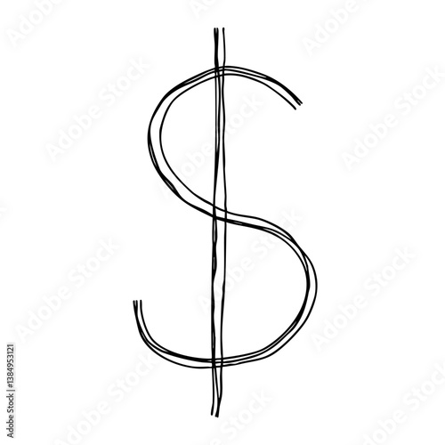 $マークの手描き線画アイコン 複数の線が重なったモノクロのベクターイラスト