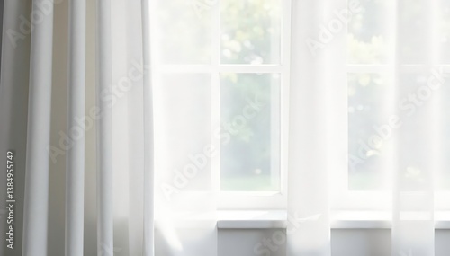 Obraz na płótnie Simple, flowing white linen curtains, soft folds , photography backdrop, clean w salonie