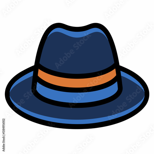 Minimal Fedora Vector Illustration on White Background