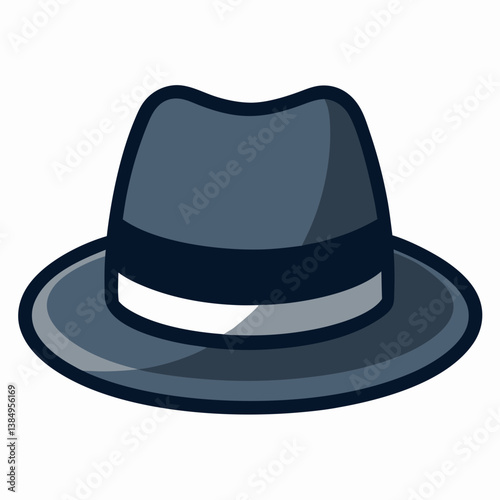 Minimal Fedora Vector Illustration on White Background