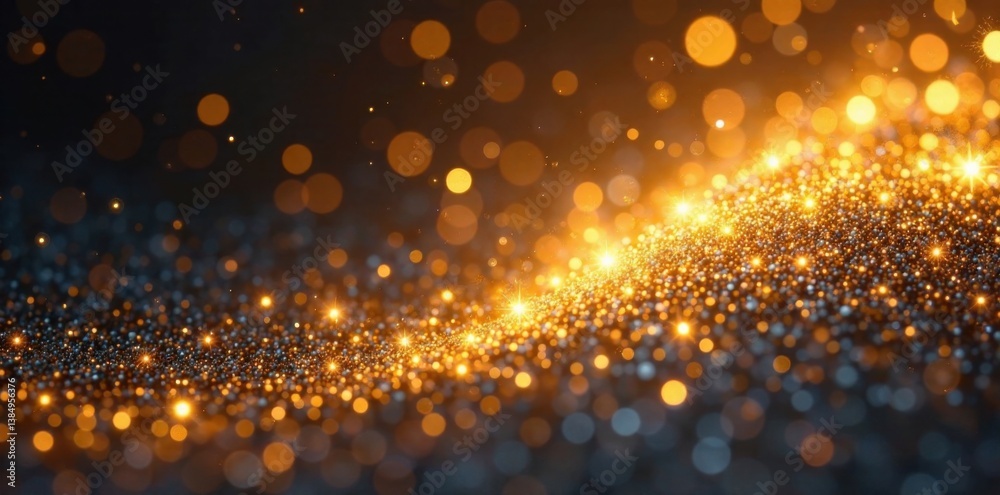 Shimmering gold glitter swirls in a mesmerizing dance , swirling, dance