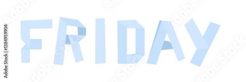 Colorful vector alphabet "friday" with festive origami design for holidays and celebrations
