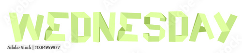 Colorful vector alphabet "wednesday" with festive origami design for holidays and celebrations