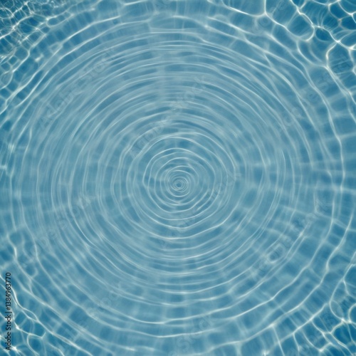 Water Ripple Effect on Blue Liquid Surface Creating Circular Pattern