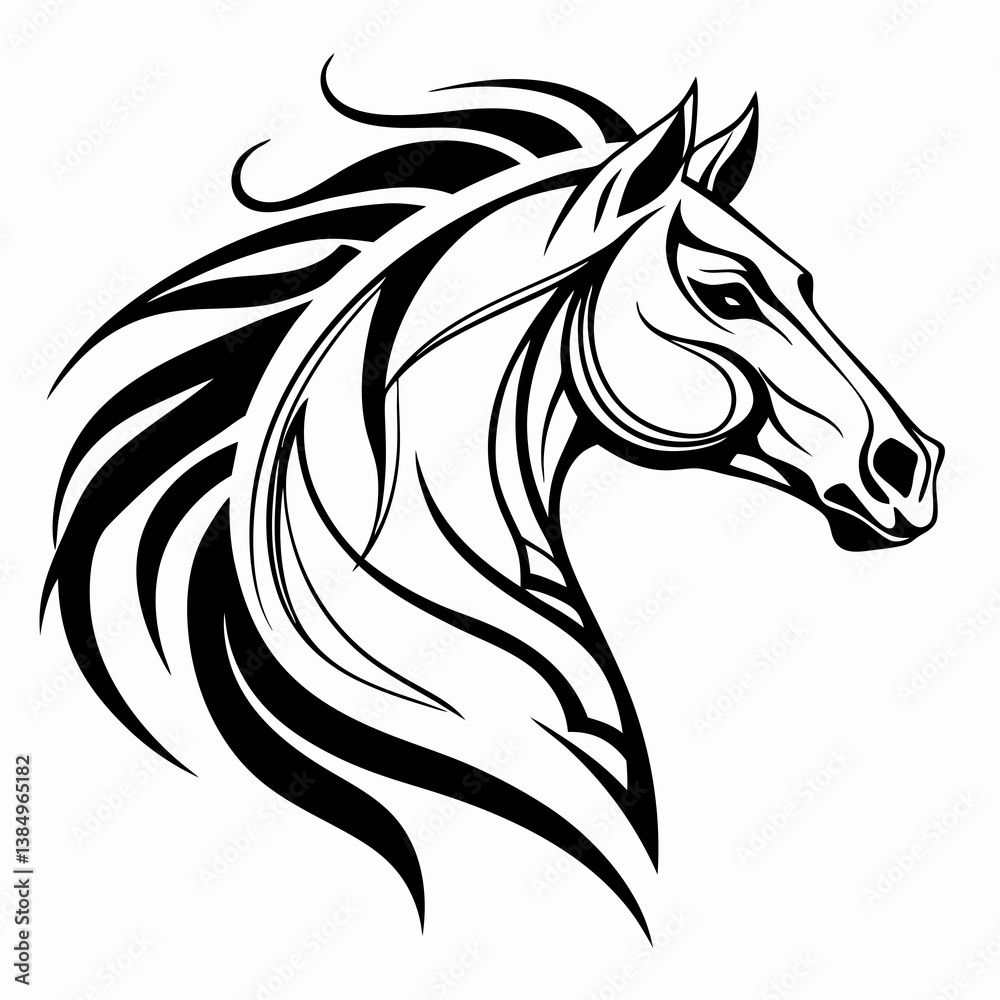 custom made wallpaper toronto digitalMajestic Horse Head Silhouette Tribal Style Vector Design