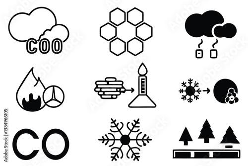 Carbon Dioxide Line Art Concept for Environmental Awareness Artwork