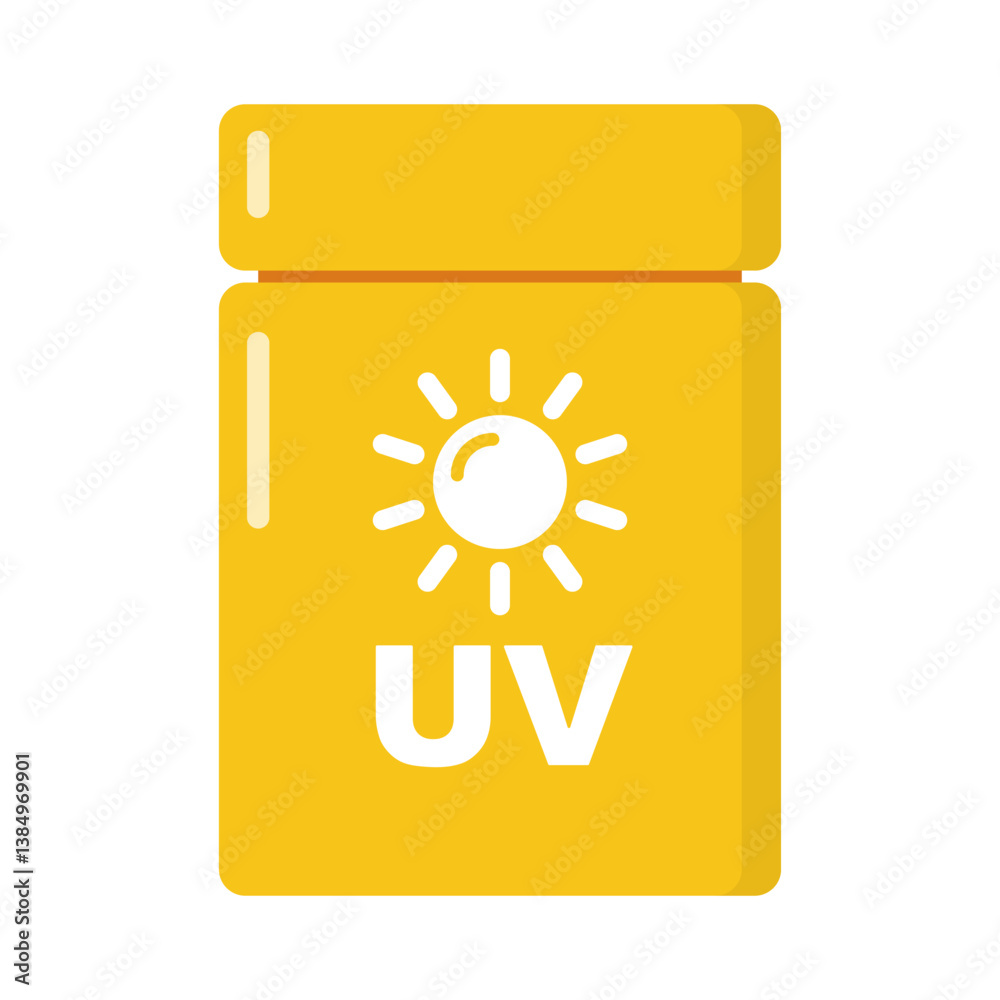 Yellow sunscreen with UV Symbol icon. Vector. Yellow sunscreen with UV Symbol icon. Vector.