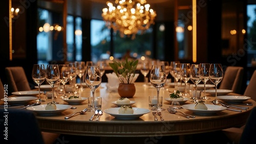 Luxurious private dining table set with sea urchin foam shooters and elegant garnishes