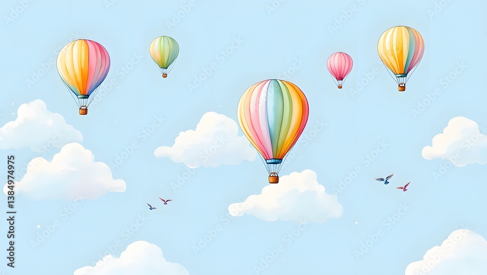 Fototapeta premium Colorful Balloons Kids Wallpaper AI