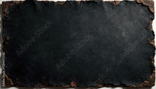 Distressed black paper background with old book pages and torn edges , distressed, brown photo
