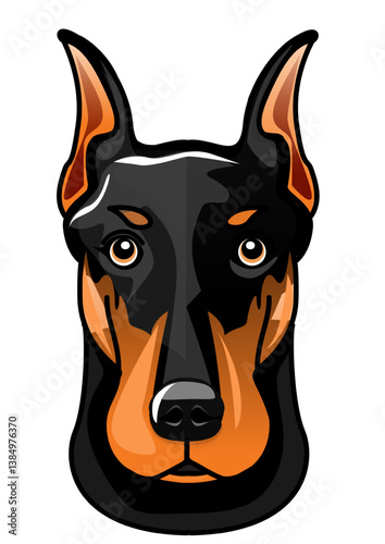 This is an illustration of a head of doberman