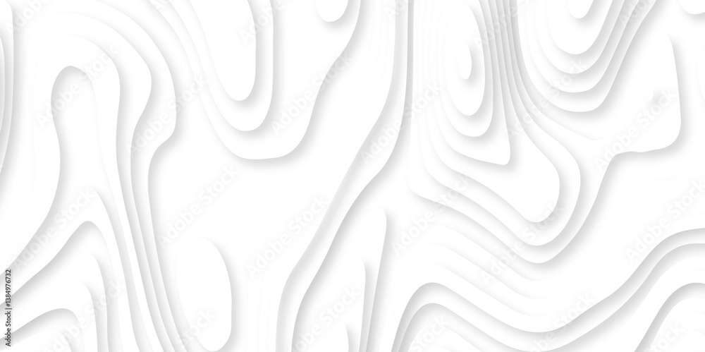 Abstract white paper cut background with lines. Background of the topographic map. White wave paper curved reliefs abstract background. Realistic papercut decoration textured with wavy layers. Abstract white paper cut background with lines. Background of the topographic map. White wave paper curved reliefs abstract background. Realistic papercut decoration textured with wavy layers.