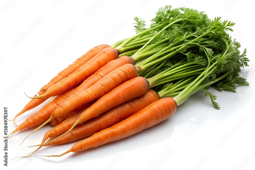 Fresh Carrots: A vibrant collection of fresh, bright orange carrots with lush green tops, ready for culinary creations and healthy eating.