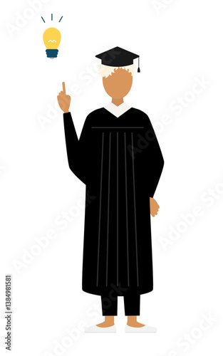 Simple illustration of a black female graduates in graduation gowns and square caps inspiring ideas
