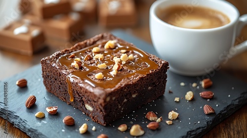 chocolate cake with coffee