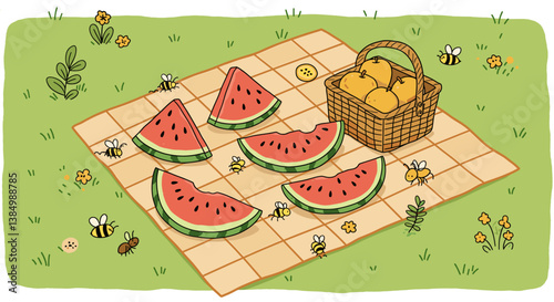 summer doodle picnic during summer day