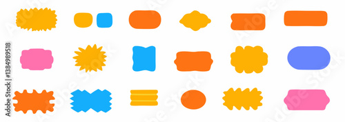 Geometric Variety: Colorful shapes and forms, arranged in an organized array. An eye-catching design for creativity. 