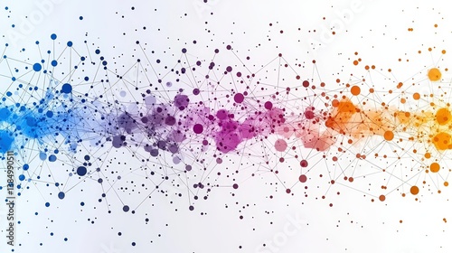 Colorful Abstract Network of Dots and Lines on a White Background for Creative Designs