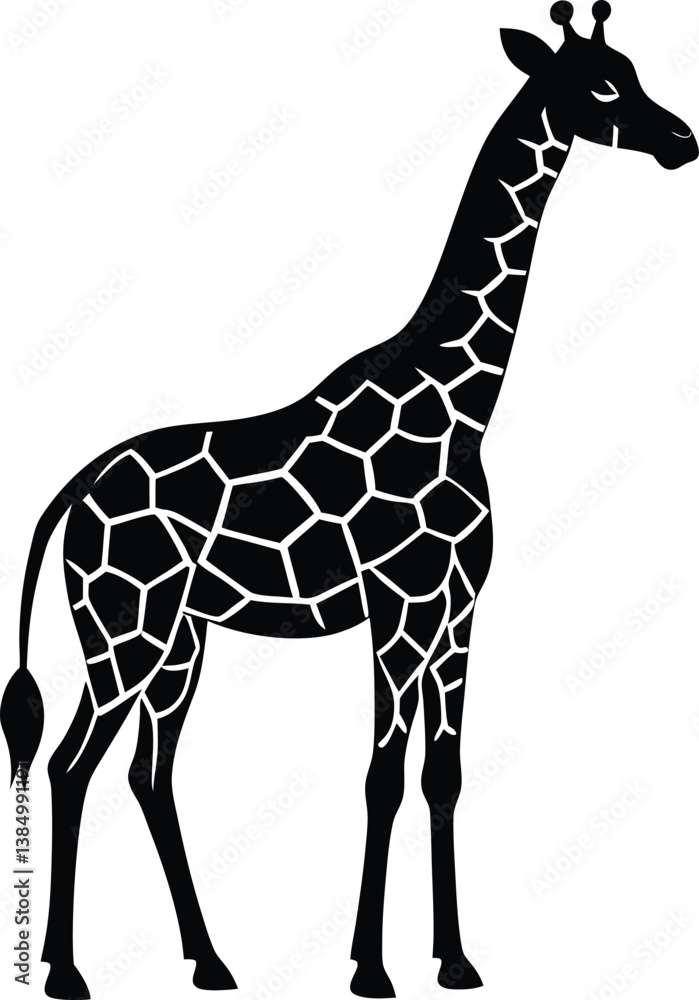 Naklejka premium giraffe silhouette vector art.