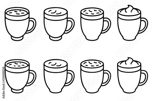 Chai Latte Line Art Creative Drawing for Illustration Artwork Design 