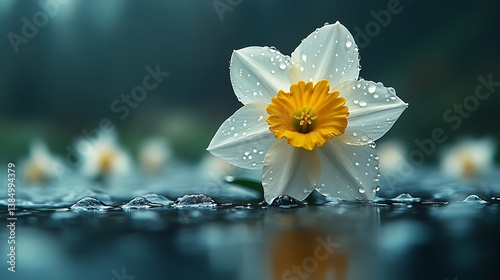 yellow flower with water drops