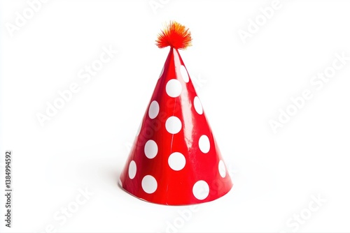 Festive Red Party Hat with White Polka Dots and Pom-Pom