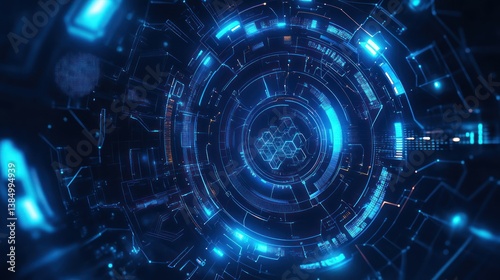 Wallpaper Mural Futuristic digital tunnel with glowing circuits Torontodigital.ca