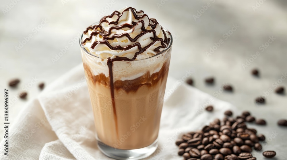 Iced Coffee with Whipped Cream and Chocolate Drizzle Iced Coffee with Whipped Cream and Chocolate Drizzle