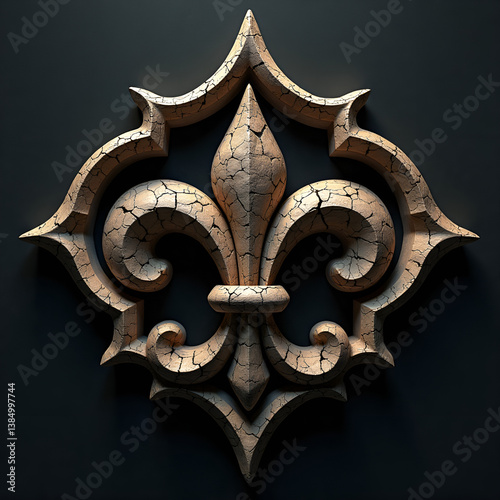  Fleur-de-lis in weathered style stone representing royalty
