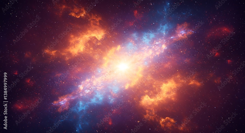 Obraz premium Cosmic Inferno: A Celestial Collision AI Generated
