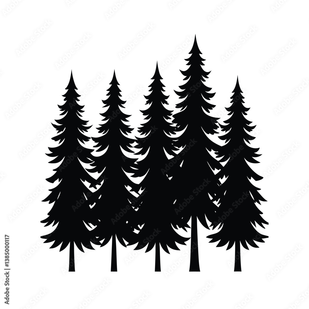 Fototapeta premium set of vector silhouette trees