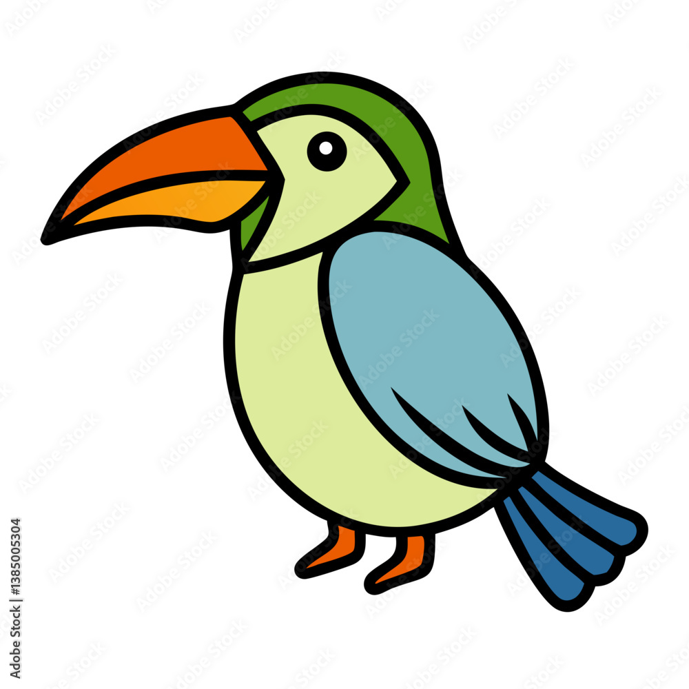Obraz premium Colorful Cartoon Toucan Bird vector, Tropical Avian