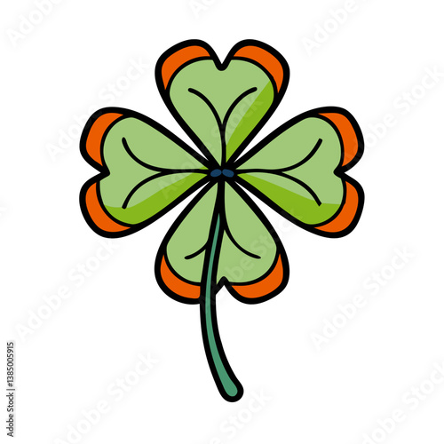 FourLeaf Clover vector Green, Orange, Luck, Irish, Symbol